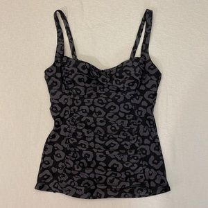 Merona Swimsuit Top Black Gray Leopard Print Great Condition Size Medium